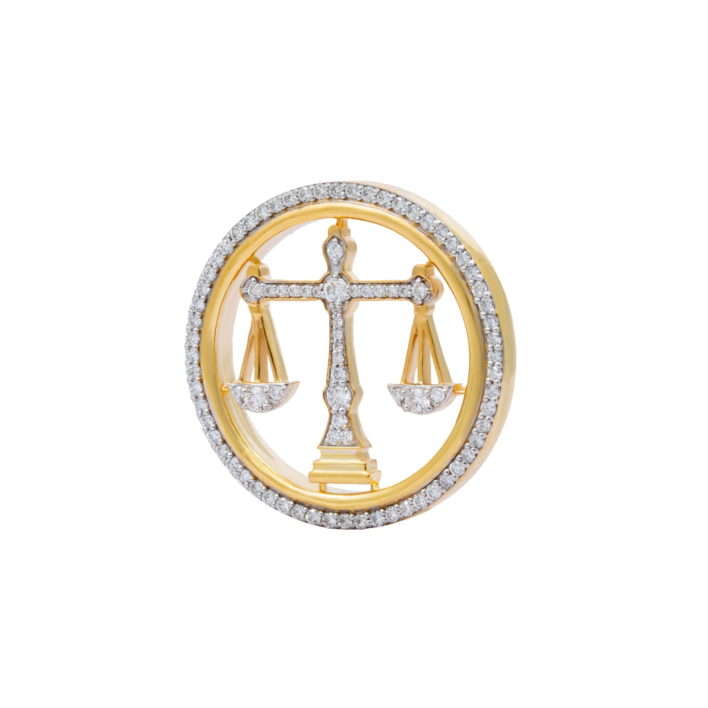 The Eminence Lawyer Single Line Skeleton Diamond Brooch in 925 Silver with Yellow Finish