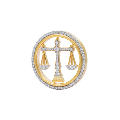 The Eminence Lawyer Single Line Skeleton Diamond Brooch in 925 Silver with Yellow Finish