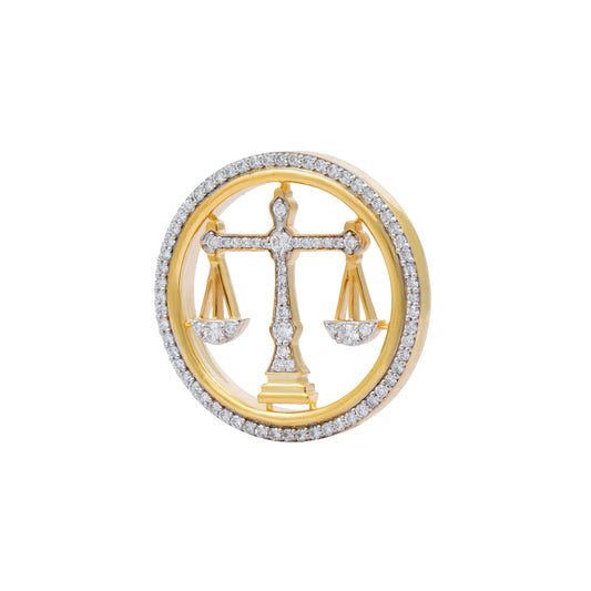 The Eminence Lawyer Single Line Skeleton Diamond Brooch in 925 Silver with Yellow Finish