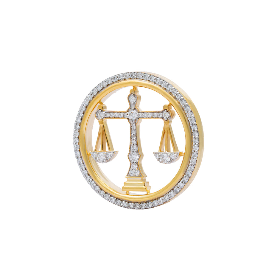 The Eminence Lawyer Single Line Skeleton Diamond Brooch in 925 Silver with Yellow Finish