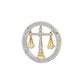 The Eminence Lawyer Double Line Skeleton Diamond Brooch in 925 Silver with Yellow Finish