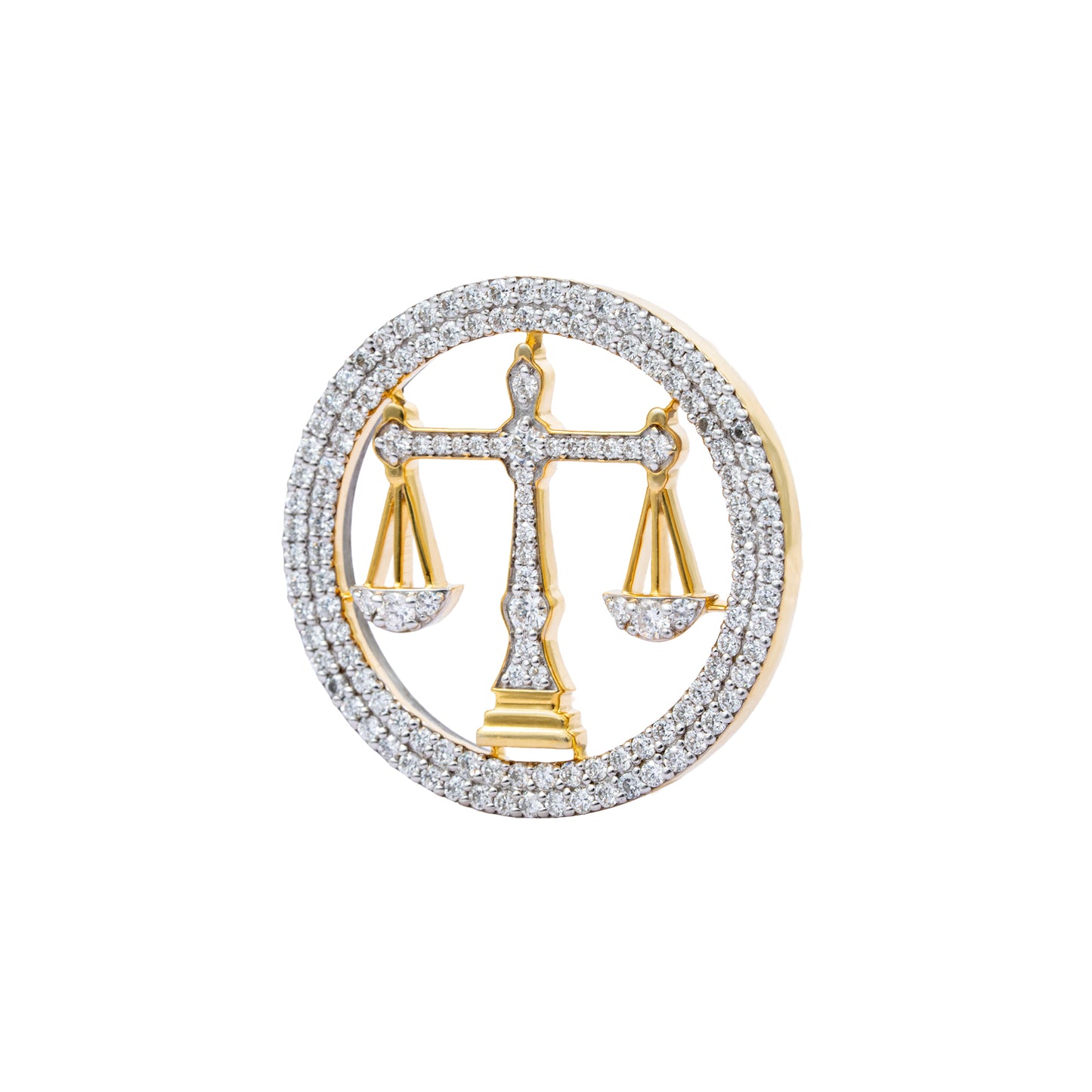 The Eminence Lawyer Double Line Skeleton Diamond Brooch in 925 Silver with Yellow Finish