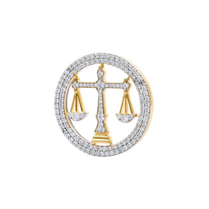 The Eminence Lawyer Double Line Skeleton Diamond Brooch in 925 Silver with Yellow Finish
