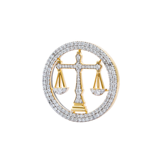 The Eminence Lawyer Double Line Skeleton Diamond Brooch in 925 Silver with Yellow Finish