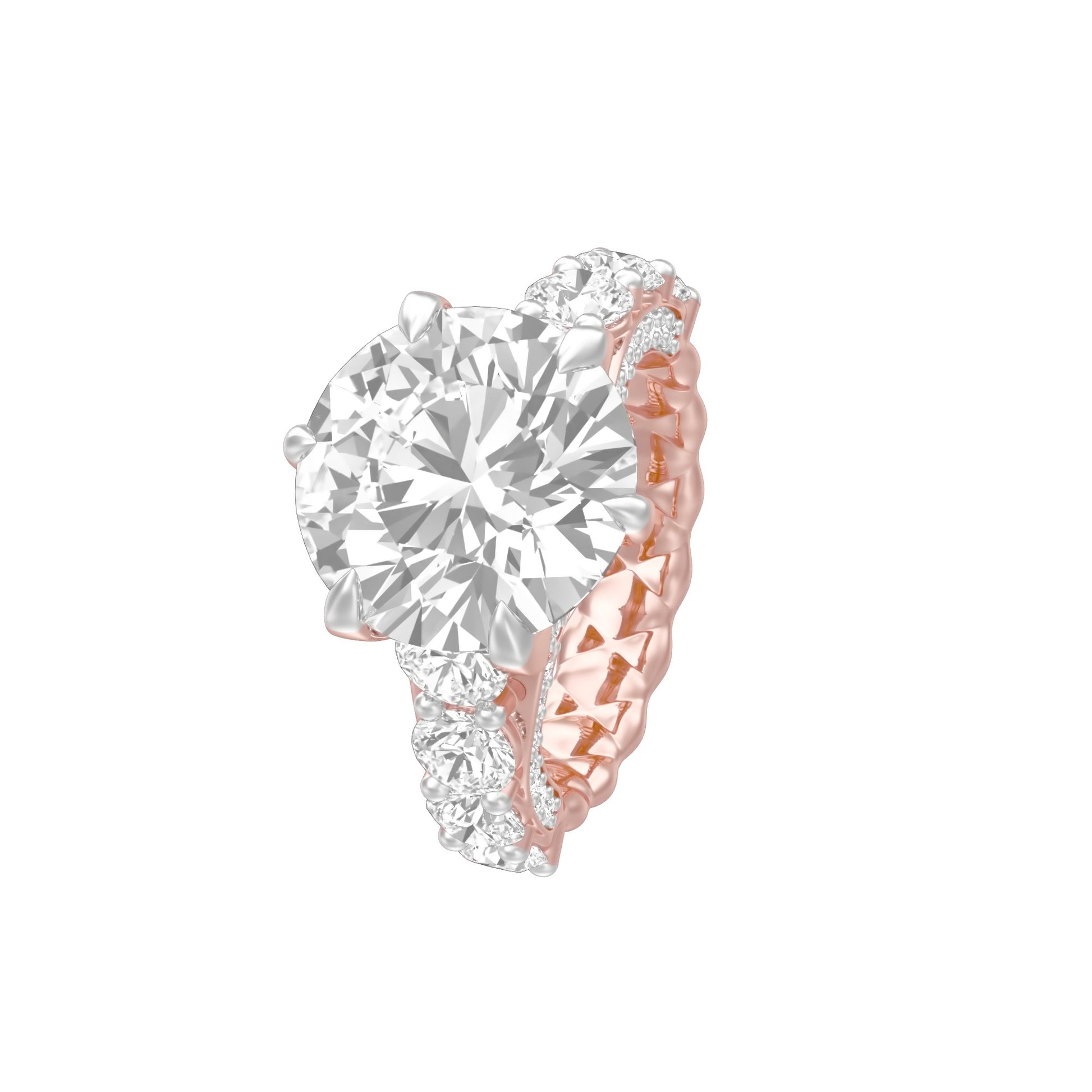 Infinity Round Solitiare Diamond Engagement Ring 18 KT / Rose Gold / 13