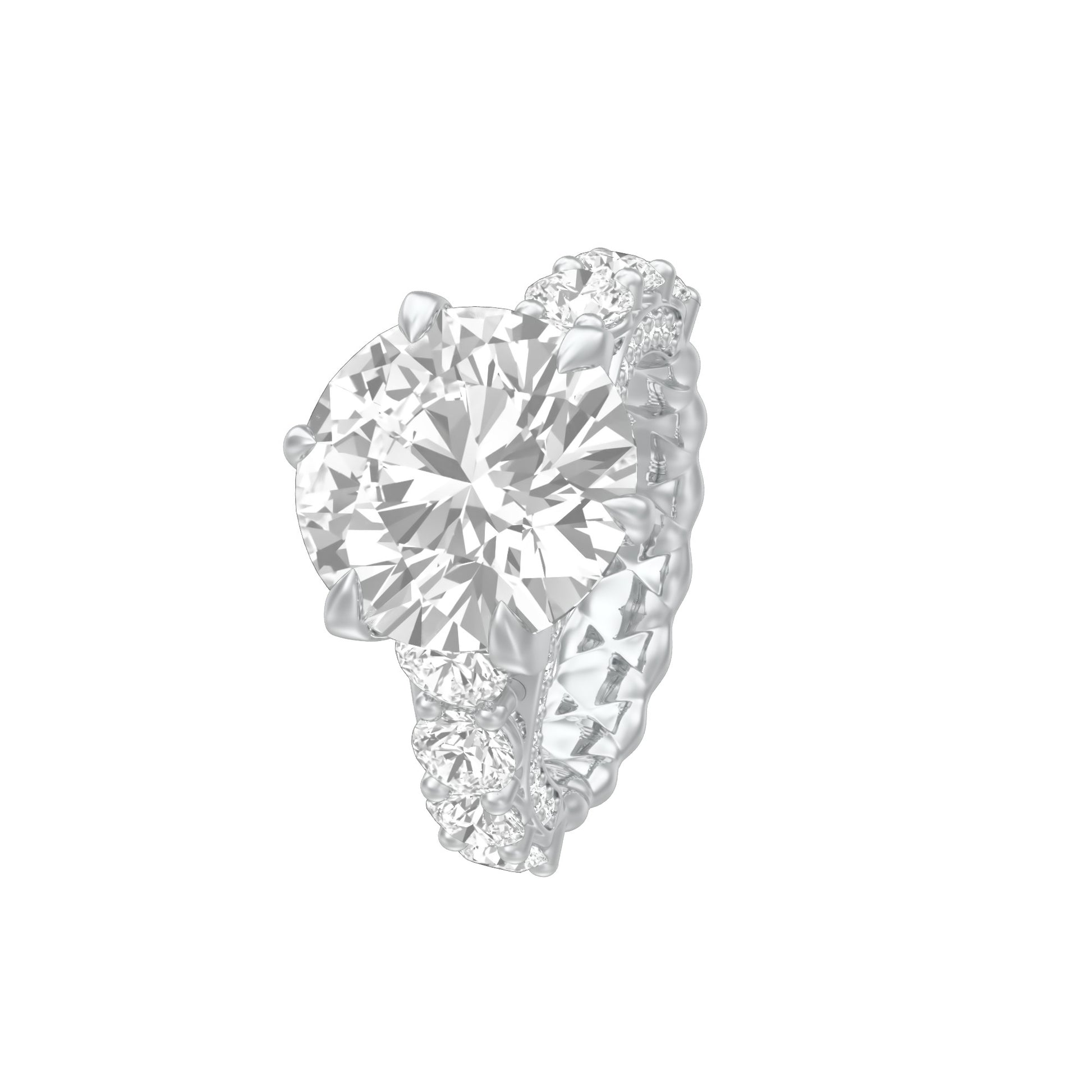 Infinity Round Solitiare Diamond Engagement Ring 18 KT / White Gold / 13