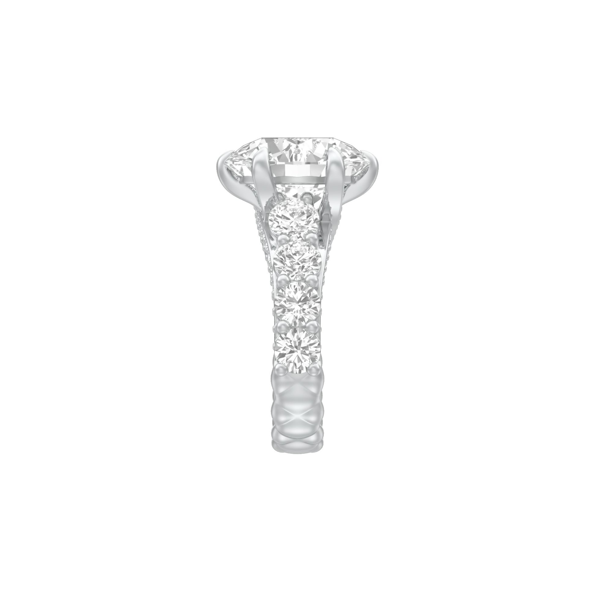 Infinity Round Solitiare Diamond Engagement Ring 18 KT / White Gold / 13