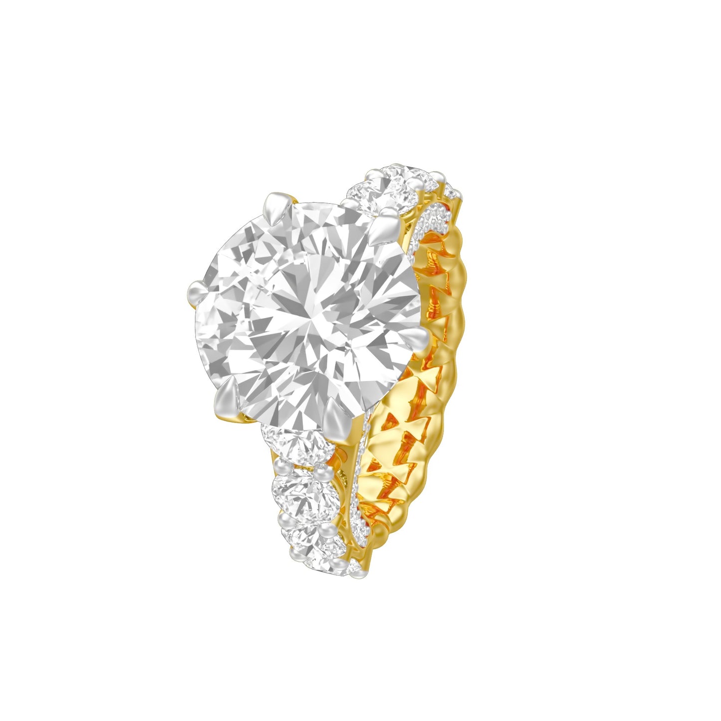 Infinity Round Solitiare Diamond Engagement Ring 18 KT / Yellow Gold / 13