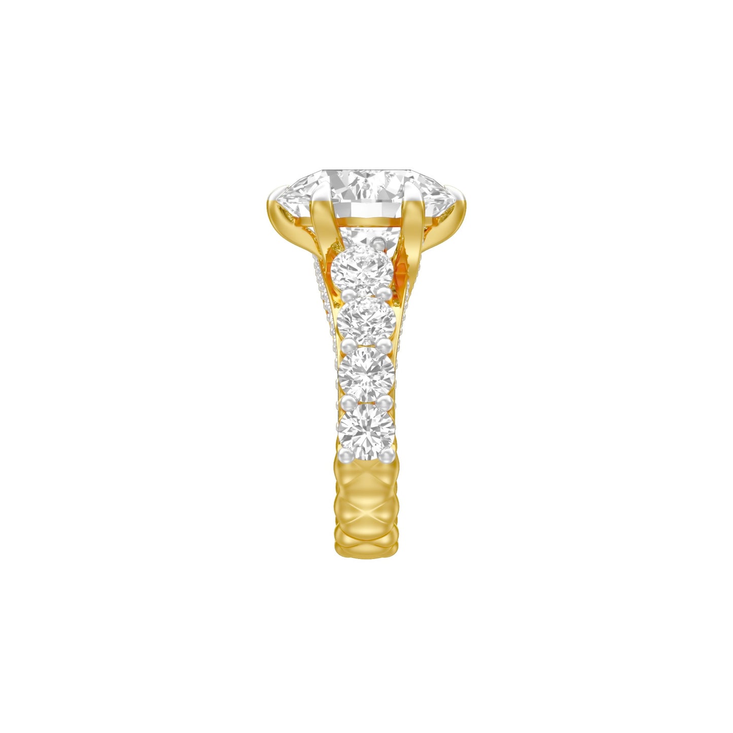 Infinity Round Solitiare Diamond Engagement Ring 18 KT / Yellow Gold / 13