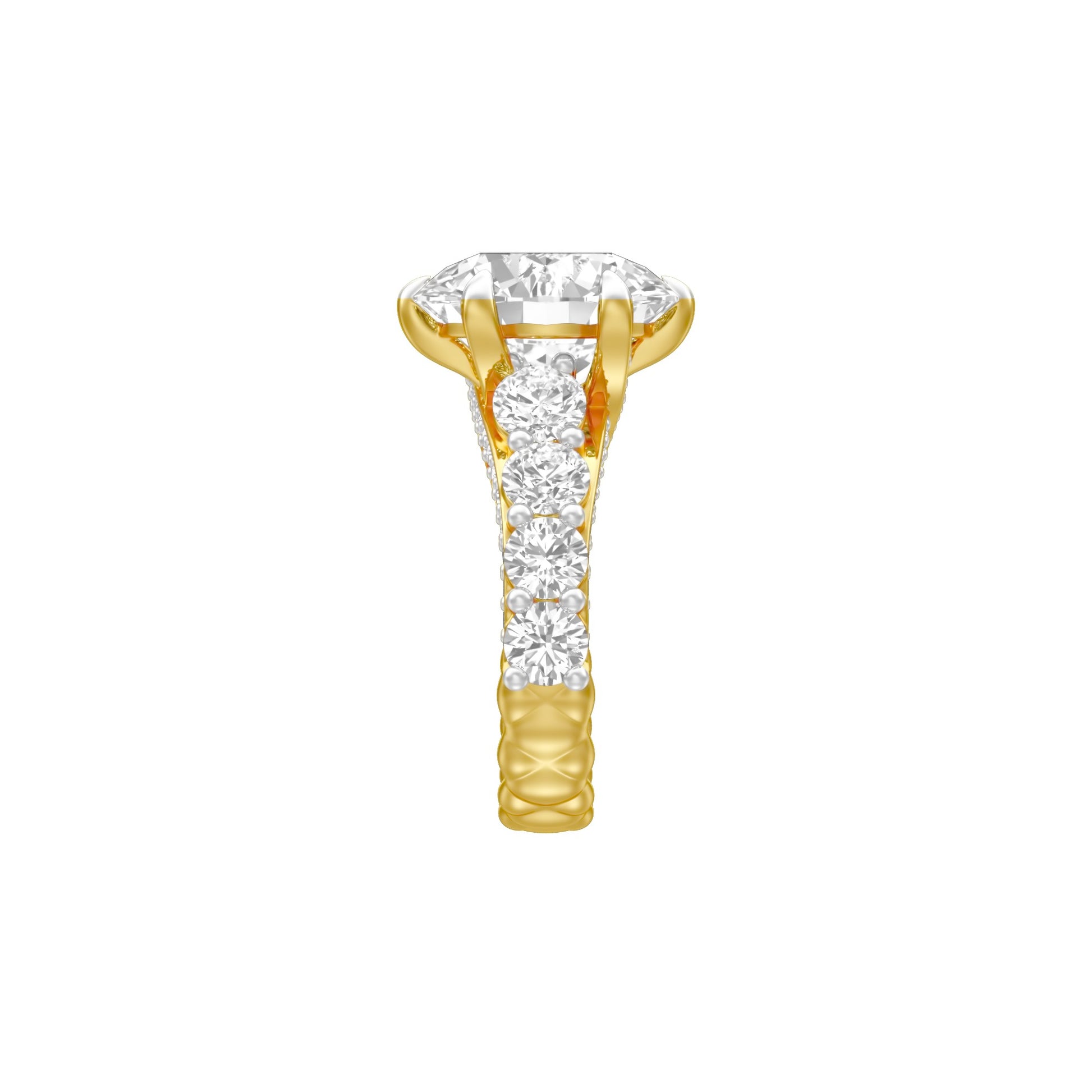 Infinity Round Solitiare Diamond Engagement Ring 18 KT / Yellow Gold / 13
