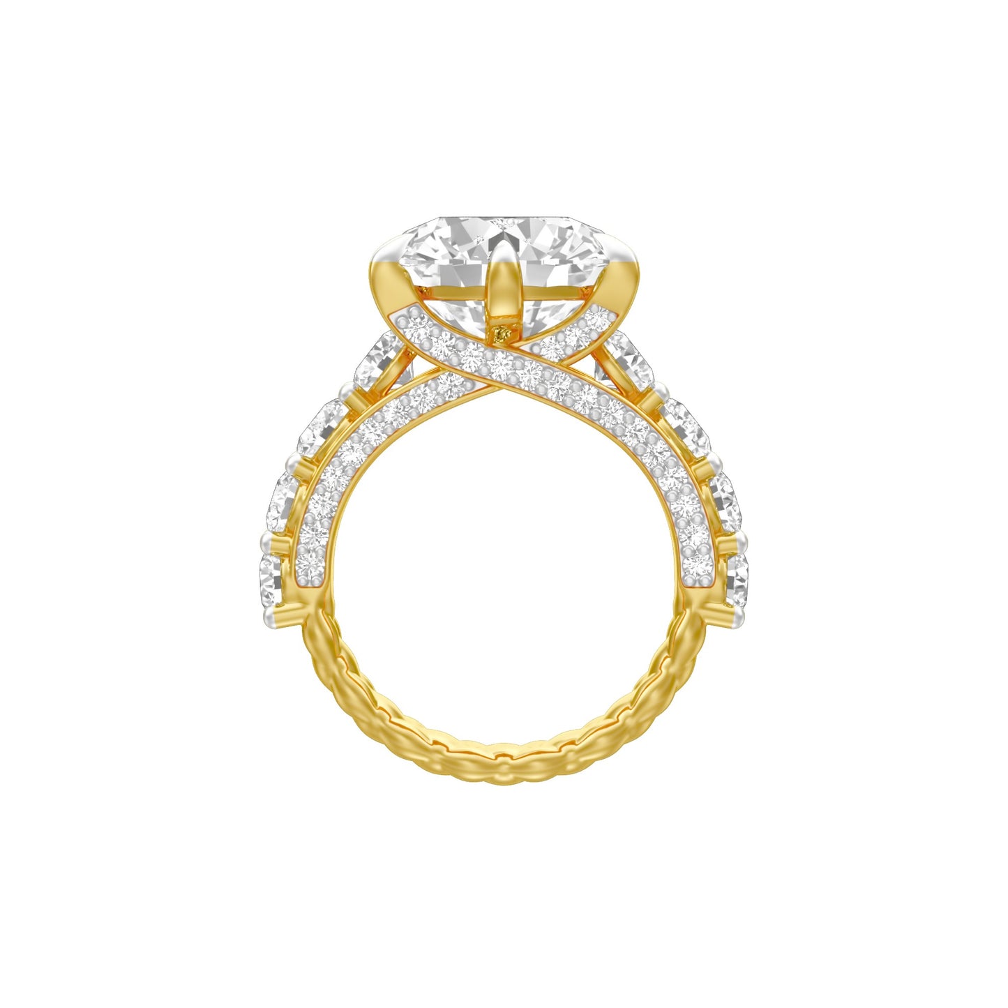 Infinity Round Solitiare Diamond Engagement Ring 18 KT / Yellow Gold / 13