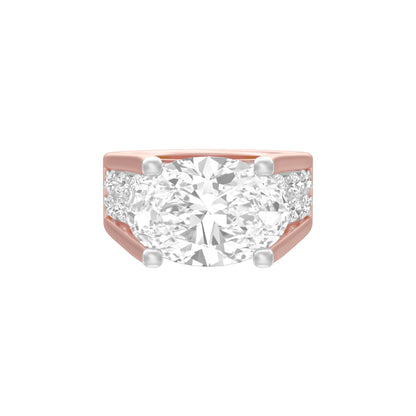 The Boss Oval Solitaire Diamond Cocktail Ring 18 KT / Rose Gold / 13