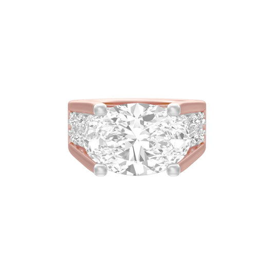 The Boss Oval Solitaire Diamond Cocktail Ring 18 KT / Rose Gold / 13