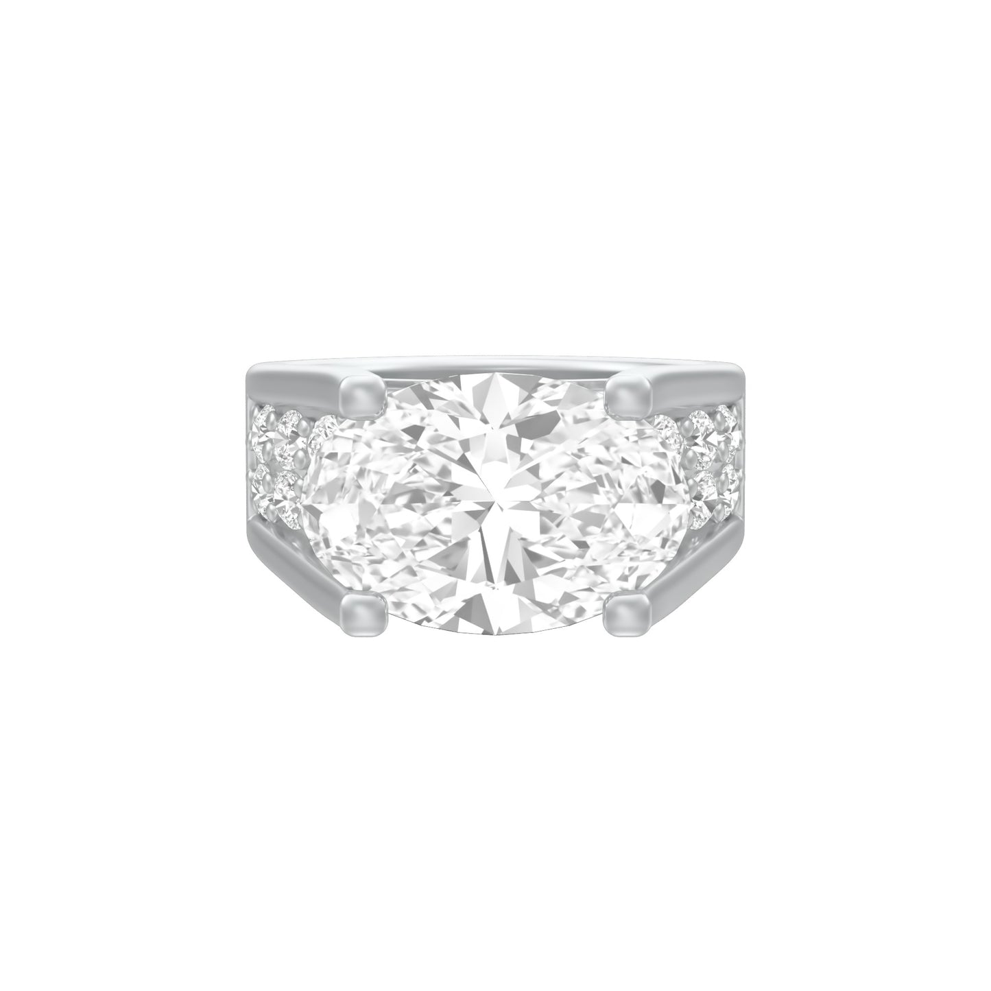 The Boss Oval Solitaire Diamond Cocktail Ring 18 KT / White Gold / 13