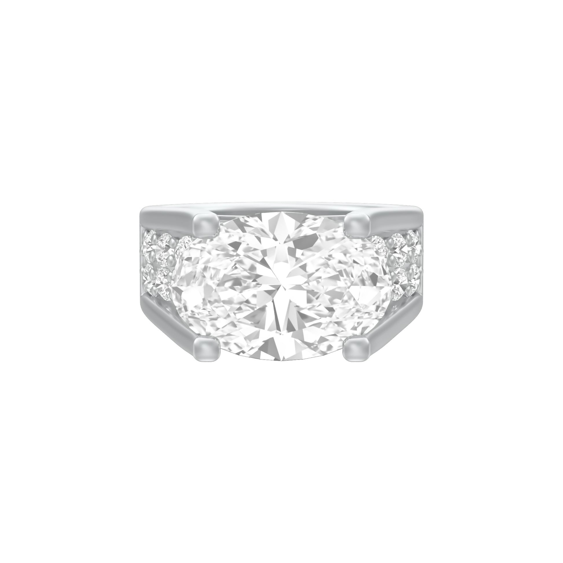 The Boss Oval Solitaire Diamond Cocktail Ring 18 KT / White Gold / 13