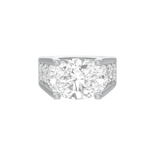 The Boss Oval Solitaire Diamond Cocktail Ring 18 KT / White Gold / 13