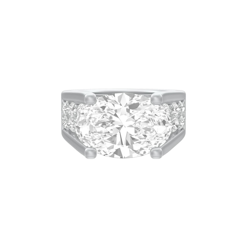 The Boss Oval Solitaire Diamond Cocktail Ring 18 KT / White Gold / 13