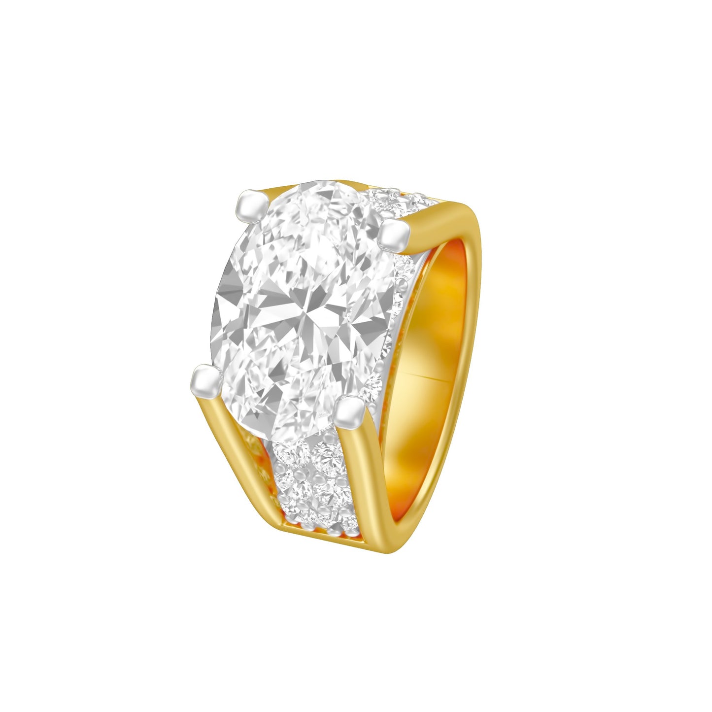 The Boss Oval Solitaire Diamond Cocktail Ring 18 KT / Yellow Gold / 13