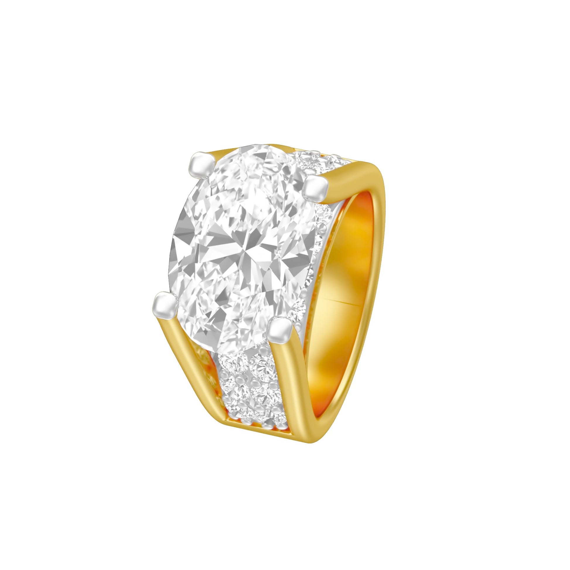 The Boss Oval Solitaire Diamond Cocktail Ring 18 KT / Yellow Gold / 13
