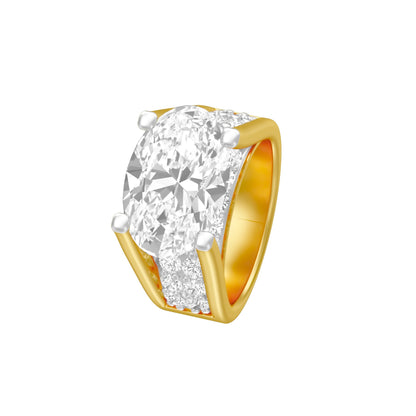 The Boss Oval Solitaire Diamond Cocktail Ring 18 KT / Yellow Gold / 13