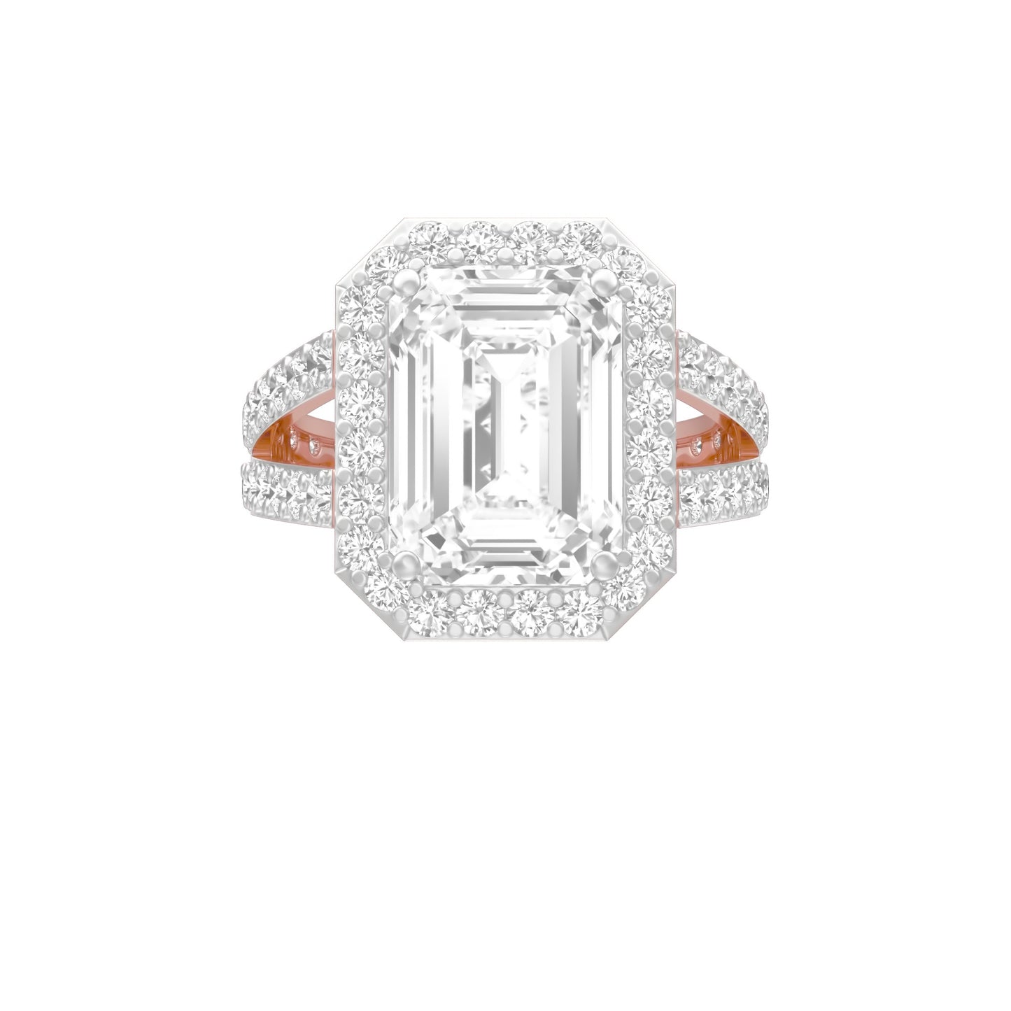 Mega Sparkle Emerald Diamond Cocktail Ring 18 KT / Rose Gold / 13