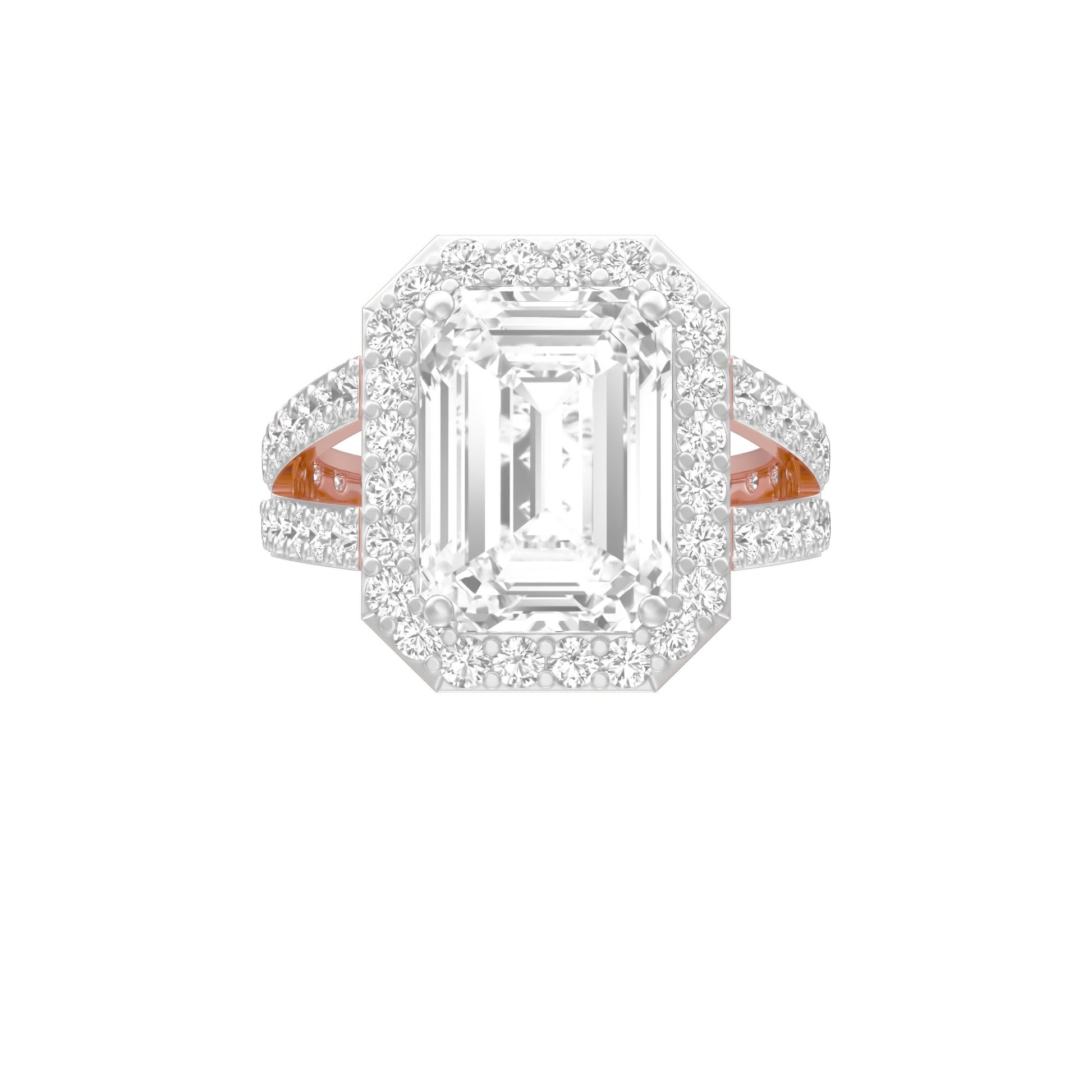 Mega Sparkle Emerald Diamond Cocktail Ring 18 KT / Rose Gold / 13
