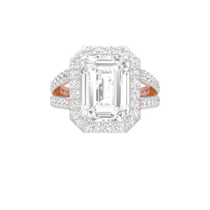 Mega Sparkle Emerald Diamond Cocktail Ring 18 KT / Rose Gold / 13