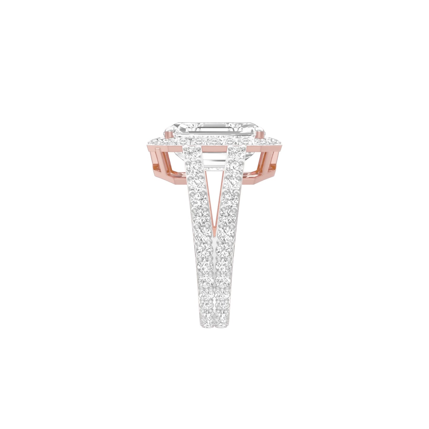 Mega Sparkle Emerald Diamond Cocktail Ring 18 KT / Rose Gold / 13