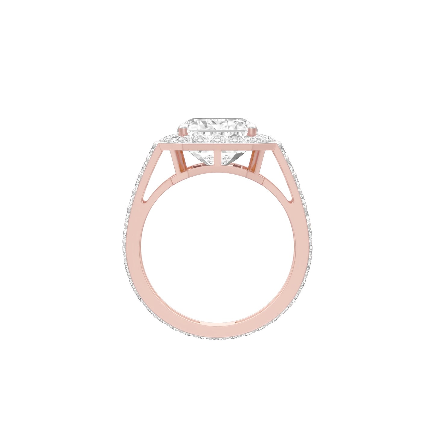 Mega Sparkle Emerald Diamond Cocktail Ring 18 KT / Rose Gold / 13
