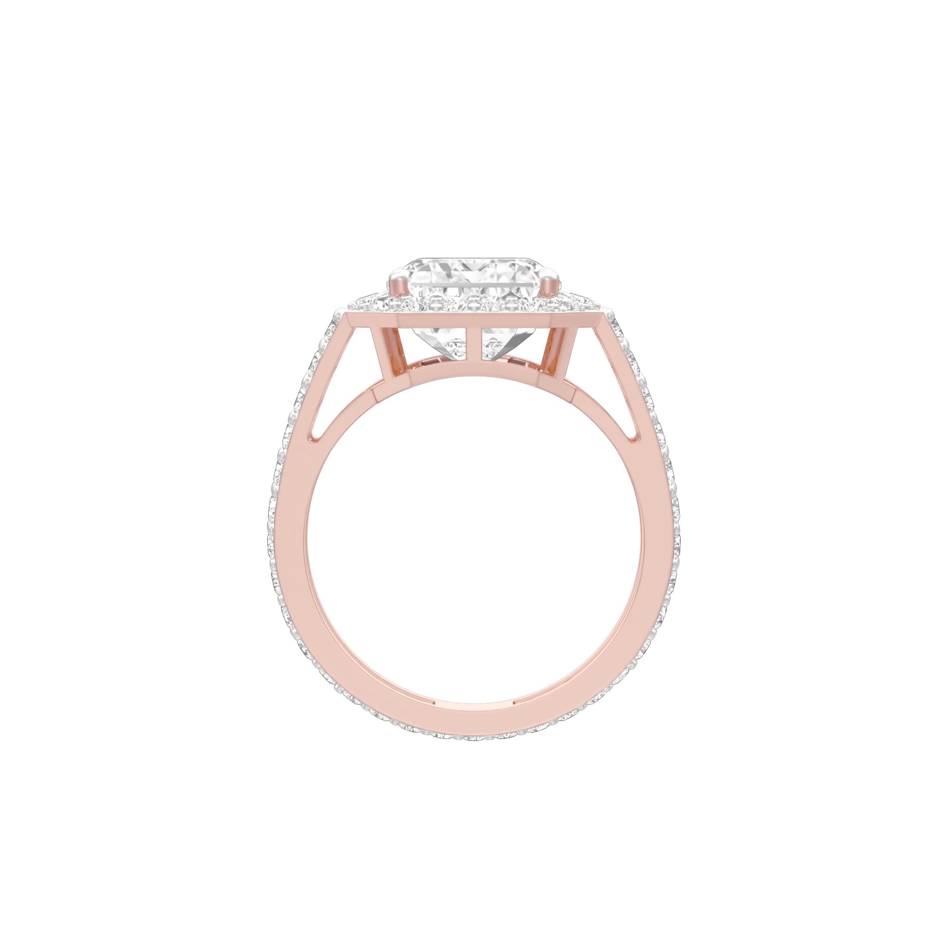 Mega Sparkle Emerald Diamond Cocktail Ring 18 KT / Rose Gold / 13