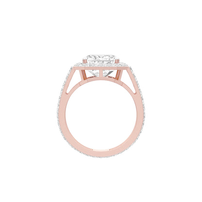 Mega Sparkle Emerald Diamond Cocktail Ring 18 KT / Rose Gold / 13
