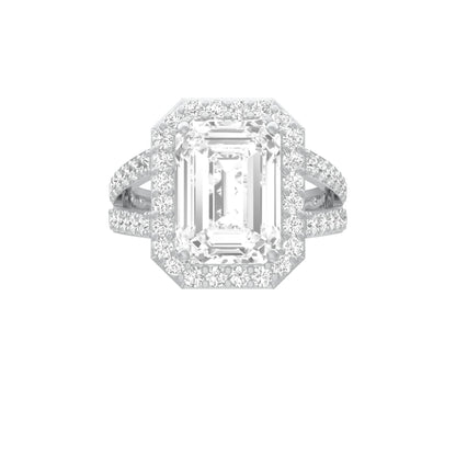 Mega Sparkle Emerald Diamond Cocktail Ring 18 KT / White Gold / 13