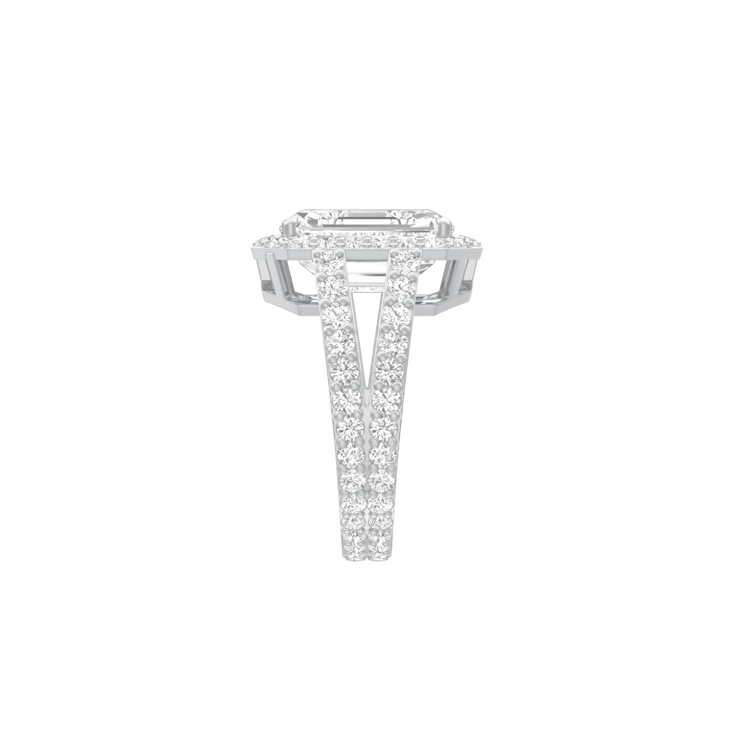 Mega Sparkle Emerald Diamond Cocktail Ring 18 KT / White Gold / 13