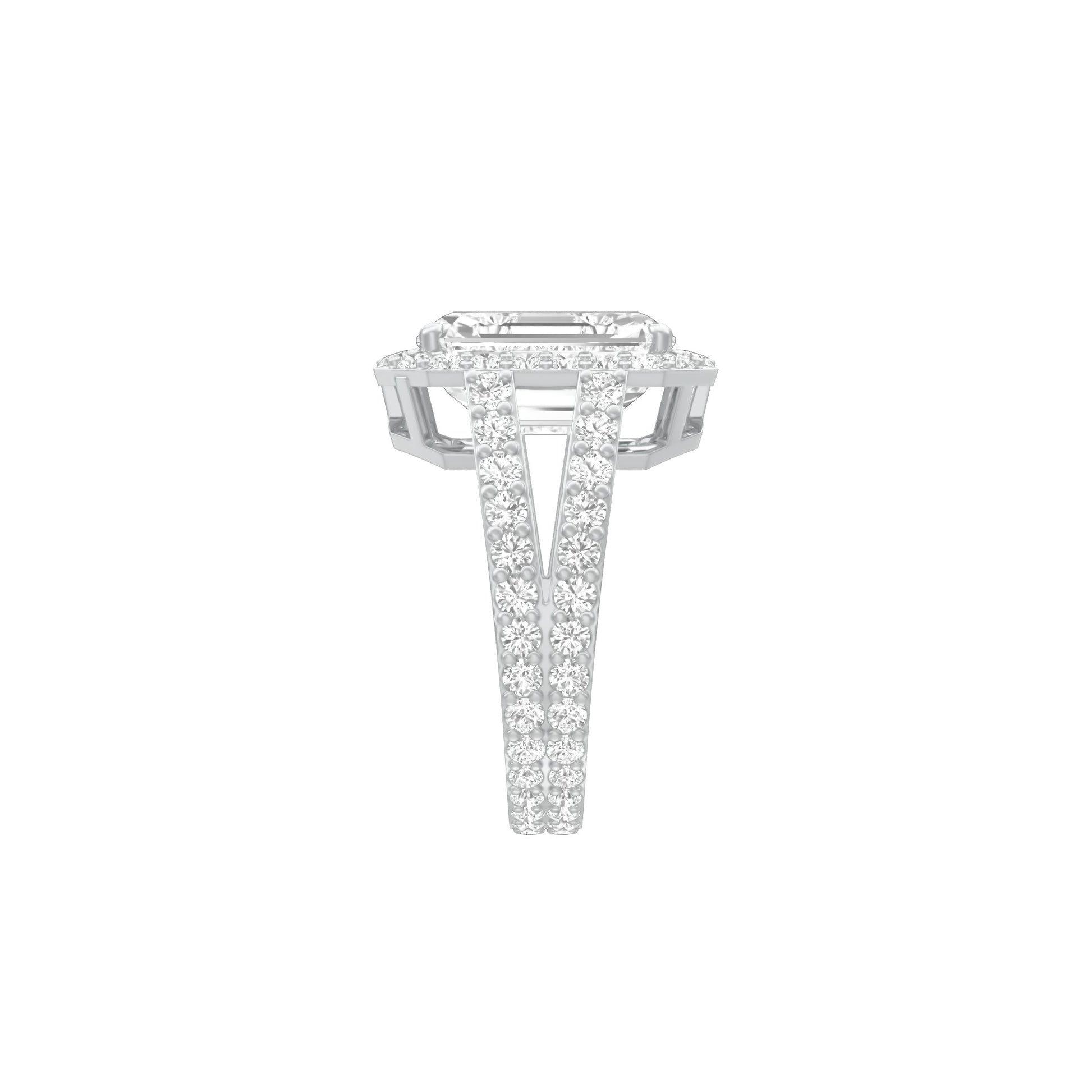 Mega Sparkle Emerald Diamond Cocktail Ring 18 KT / White Gold / 13