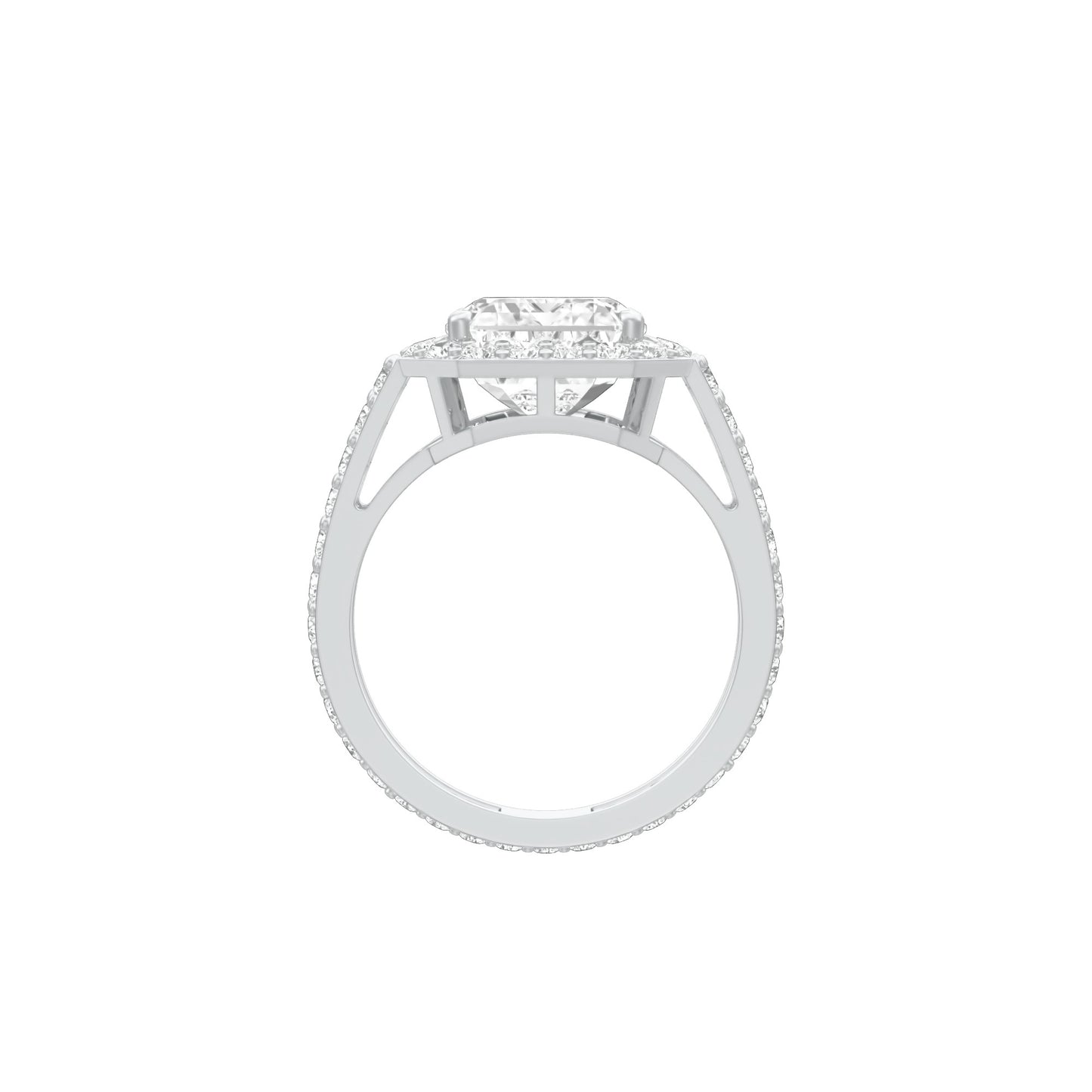 Mega Sparkle Emerald Diamond Cocktail Ring 18 KT / White Gold / 13