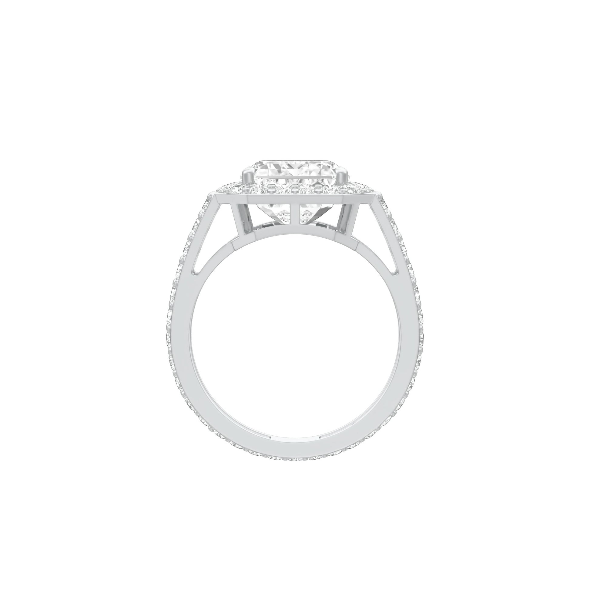Mega Sparkle Emerald Diamond Cocktail Ring 18 KT / White Gold / 13