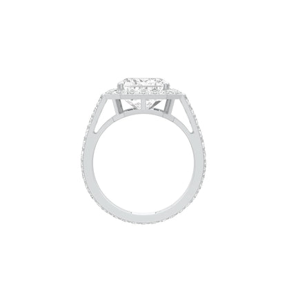 Mega Sparkle Emerald Diamond Cocktail Ring 18 KT / White Gold / 13