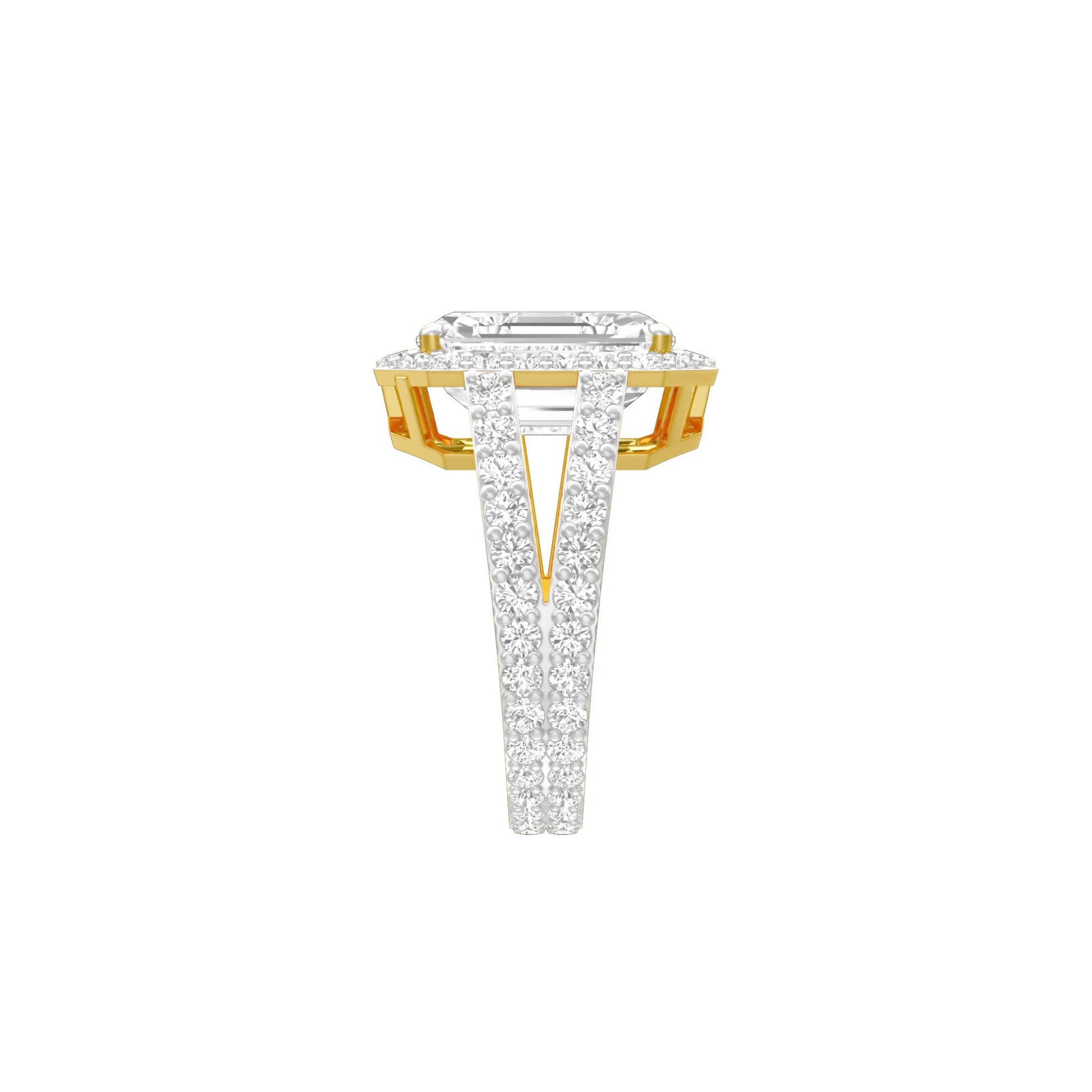 Mega Sparkle Emerald Diamond Cocktail Ring 18 KT / Yellow Gold / 13