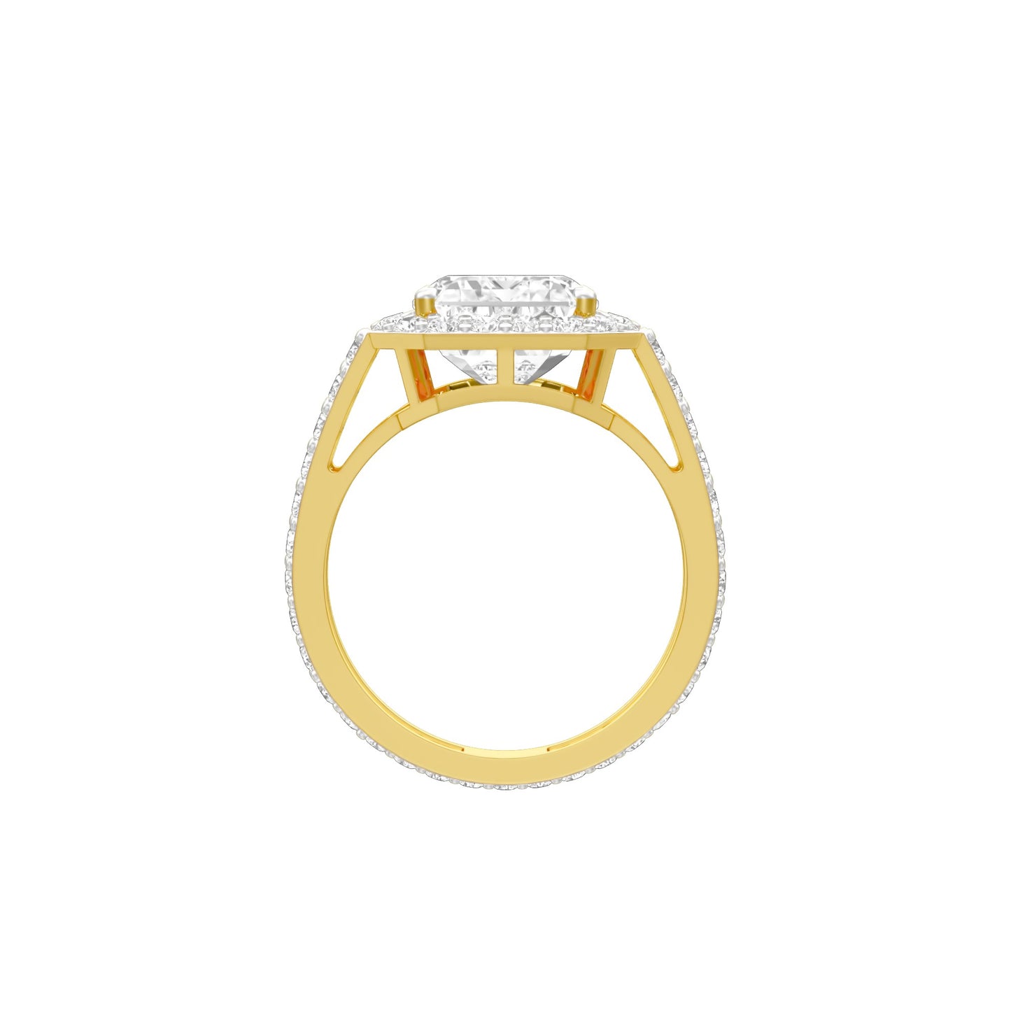 Mega Sparkle Emerald Diamond Cocktail Ring 18 KT / Yellow Gold / 13