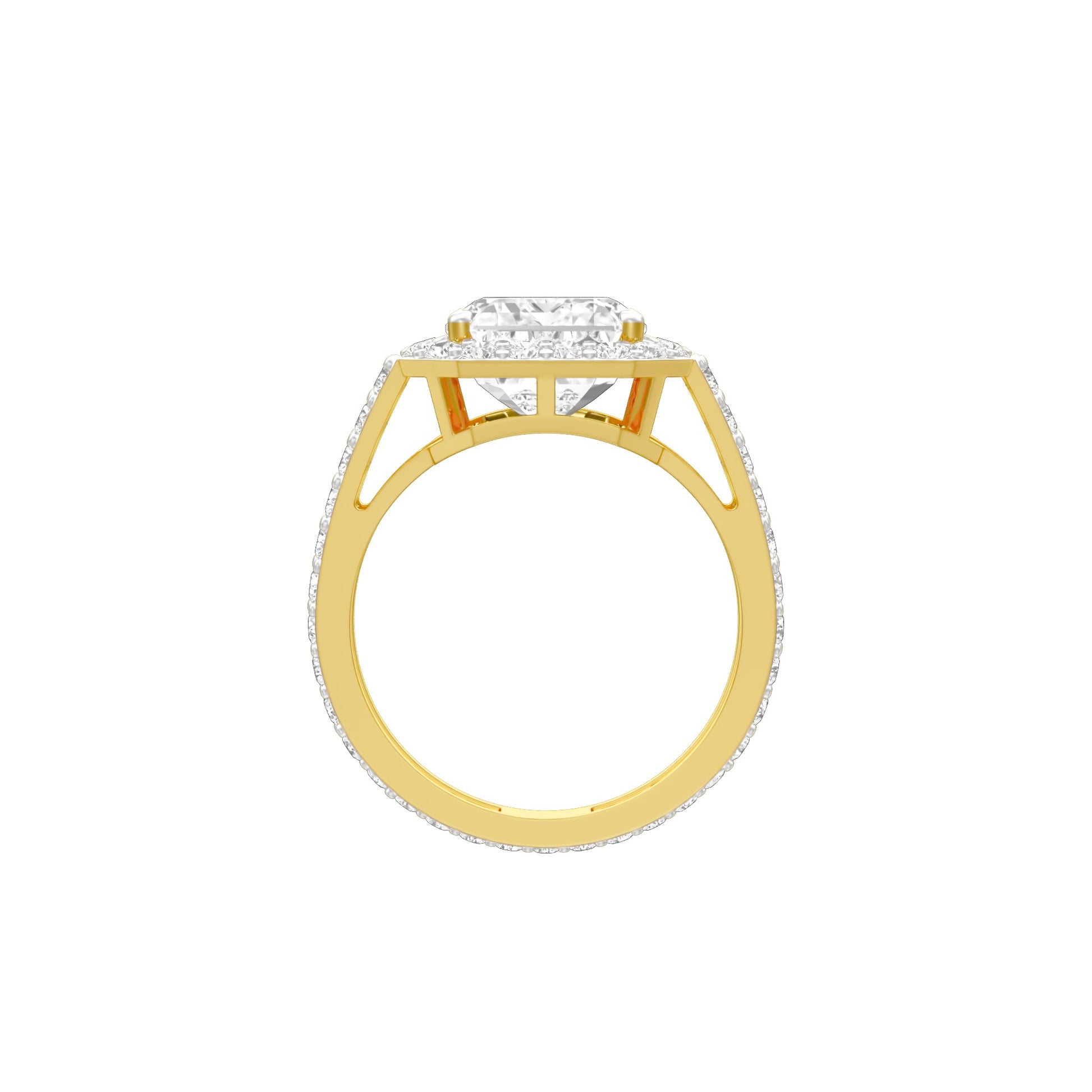 Mega Sparkle Emerald Diamond Cocktail Ring 18 KT / Yellow Gold / 13