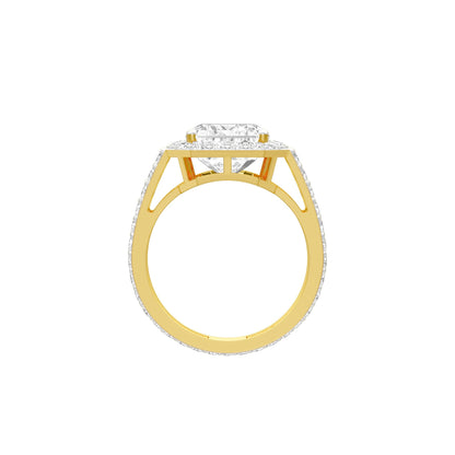 Mega Sparkle Emerald Diamond Cocktail Ring 18 KT / Yellow Gold / 13
