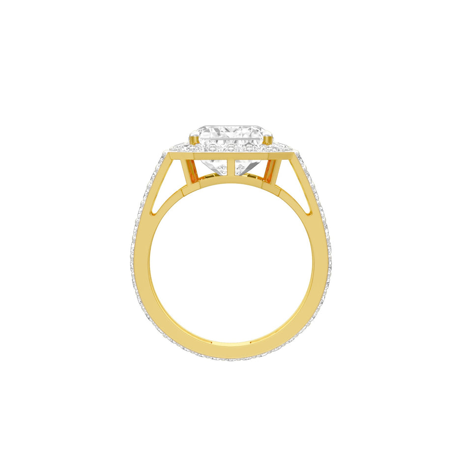 Mega Sparkle Emerald Diamond Cocktail Ring 18 KT / Yellow Gold / 13