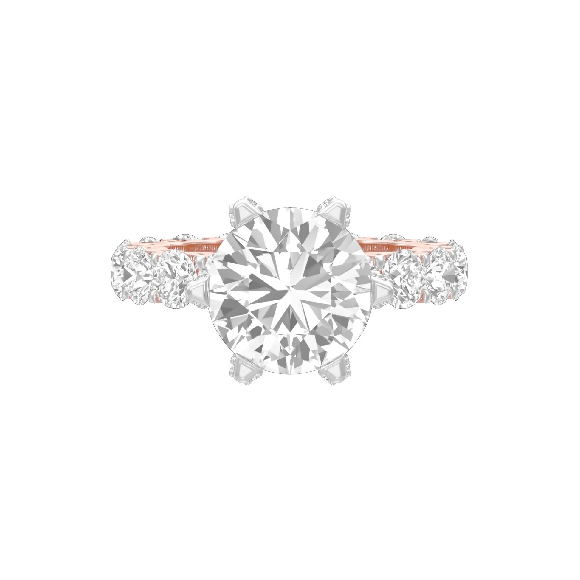 Show Off Round Diamond Engagement Ring 18 KT / Rose Gold / 13