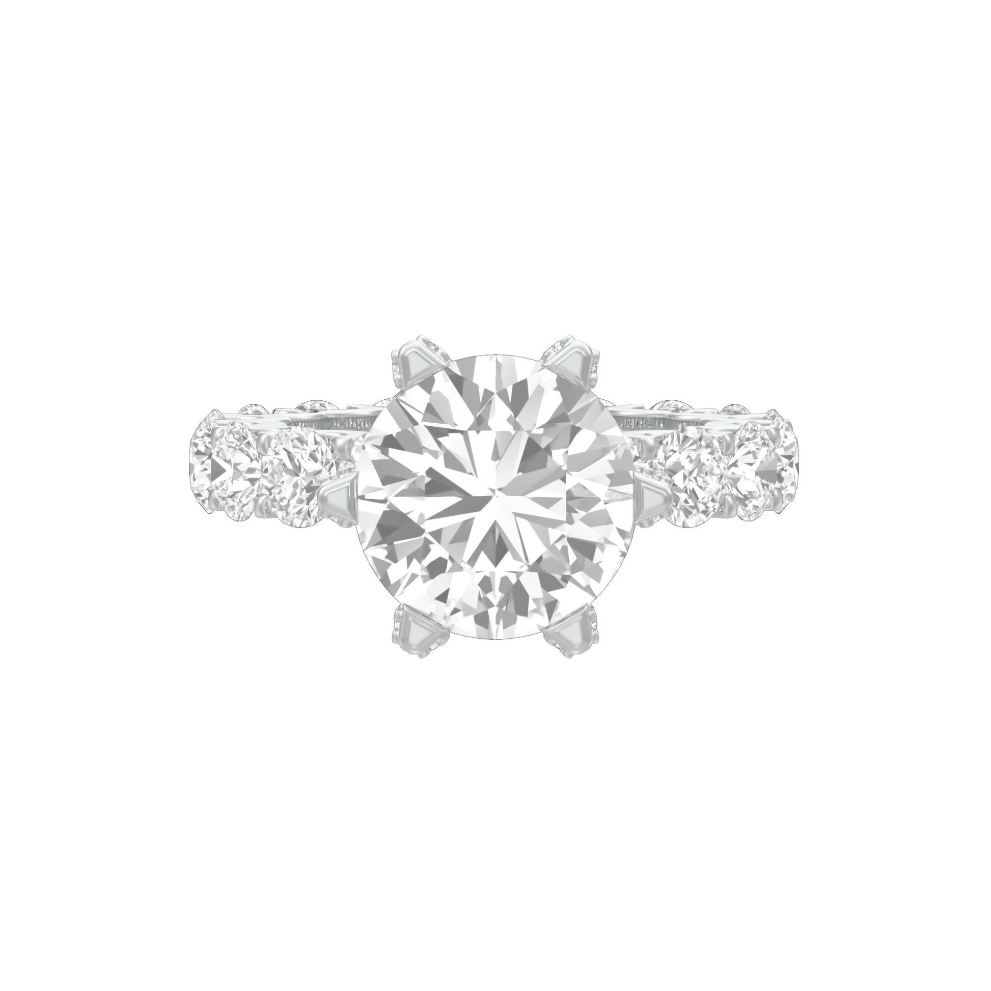 Show Off Round Diamond Engagement Ring 18 KT / White Gold / 13