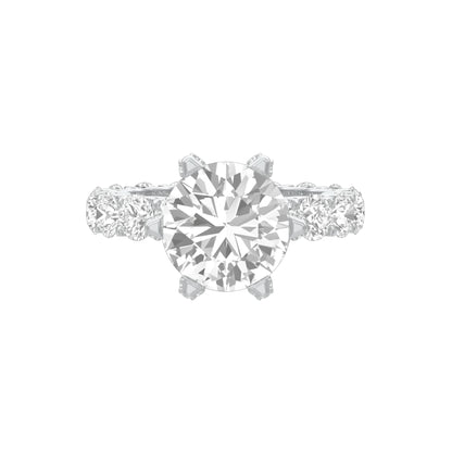 Show Off Round Diamond Engagement Ring 18 KT / White Gold / 13