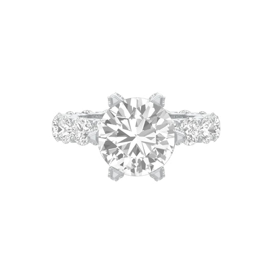 Show Off Round Diamond Engagement Ring 18 KT / White Gold / 13