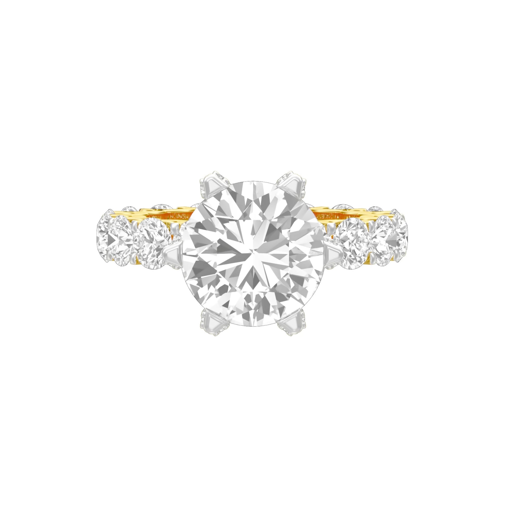 Show Off Round Diamond Engagement Ring 18 KT / Yellow Gold / 13