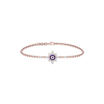 Floral Knit Evil Eye Diamond Bracelet 9 KT / Rose Gold
