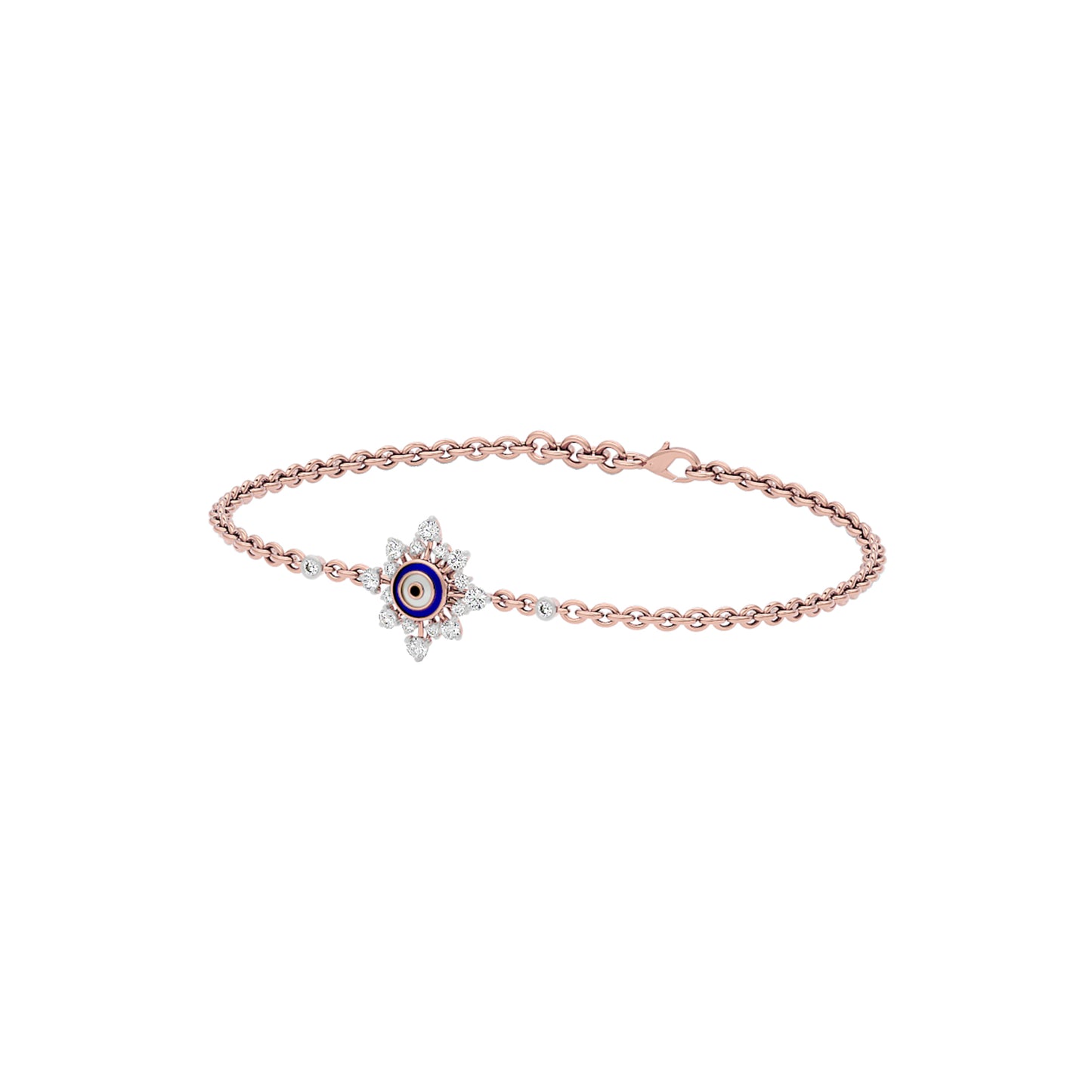 Floral Knit Evil Eye Diamond Bracelet 9 KT / Rose Gold