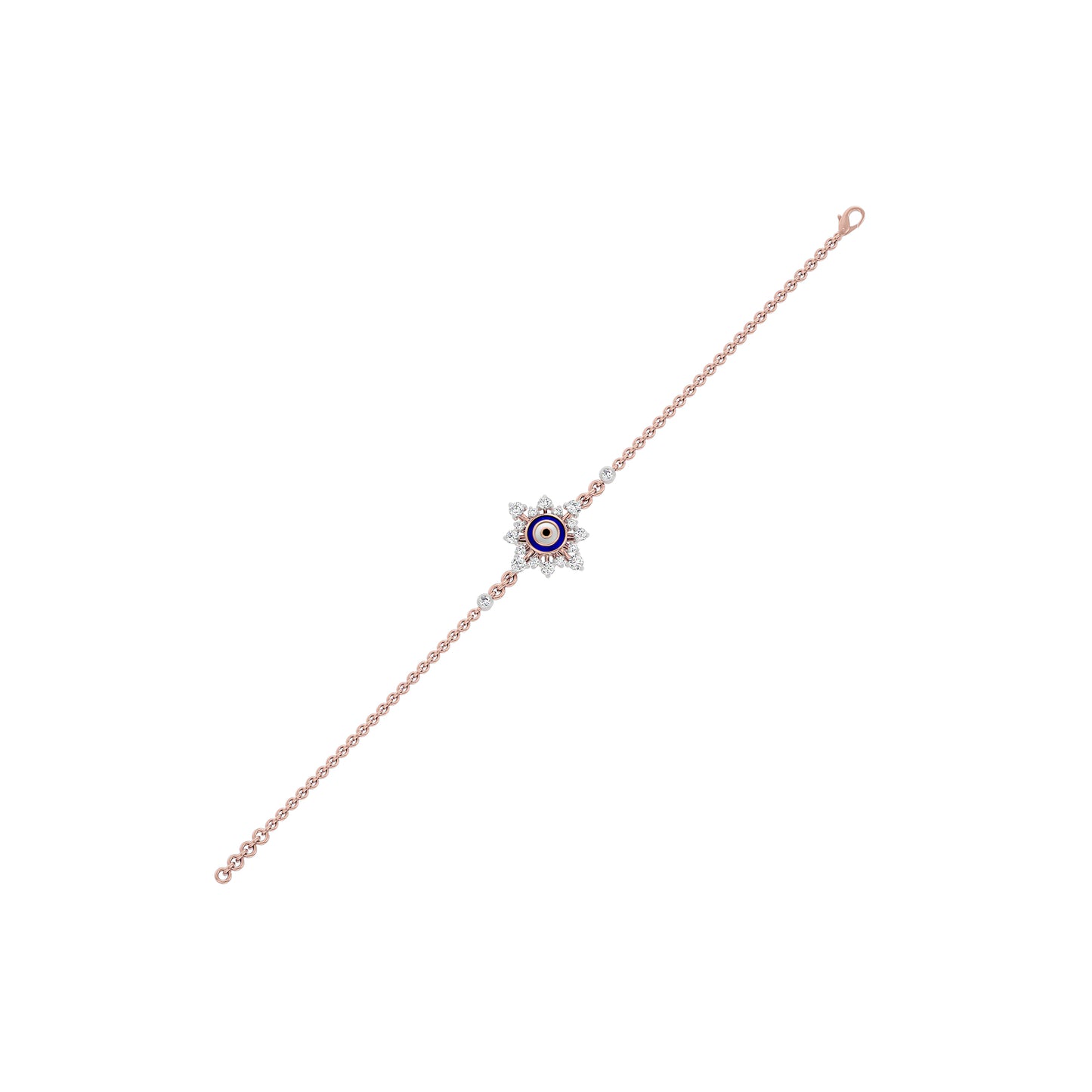 Floral Knit Evil Eye Diamond Bracelet 9 KT / Rose Gold